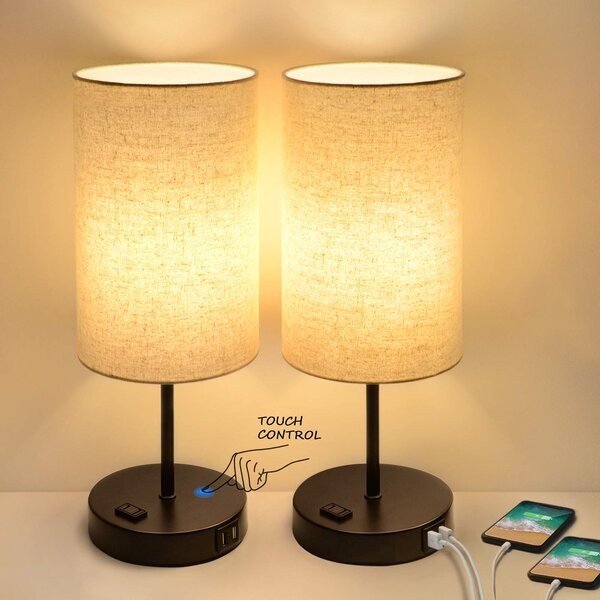 Latitude Run® Set Of 2 Touch Control 3Way Dimmable Table Lamp With 2